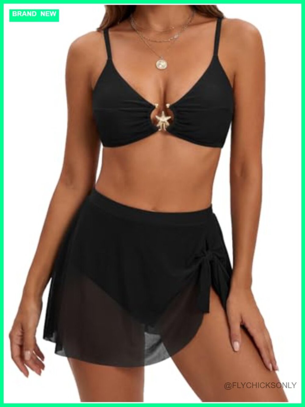 High Waisted Bikini Set with Attached Skirt